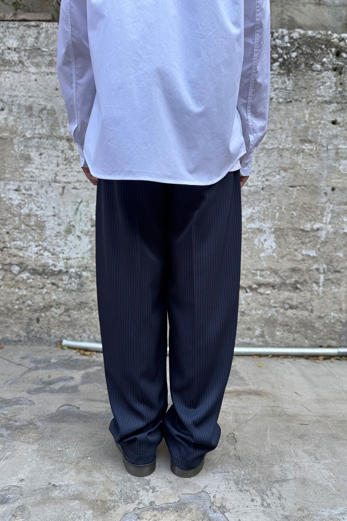 Goodfight Florider Trouser Creased Navy Pinstripe