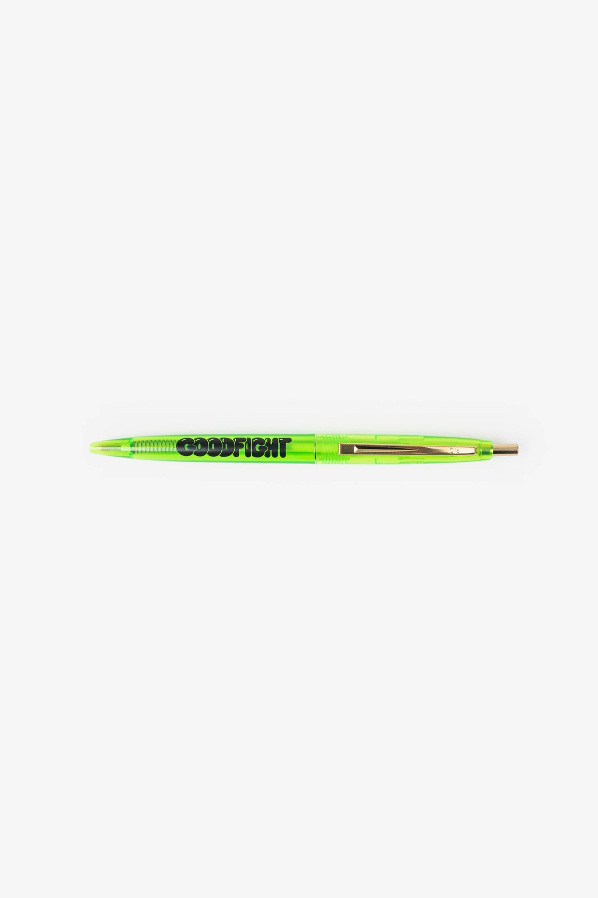Goodfight Bubble Logo Click Pen Clear Green Gold