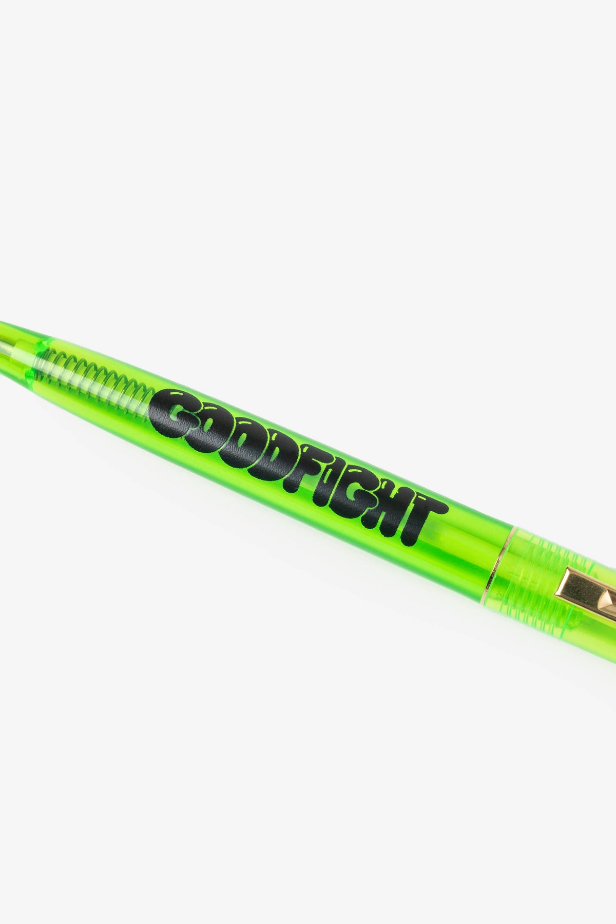 Goodfight Bubble Logo Click Pen Clear Green Gold