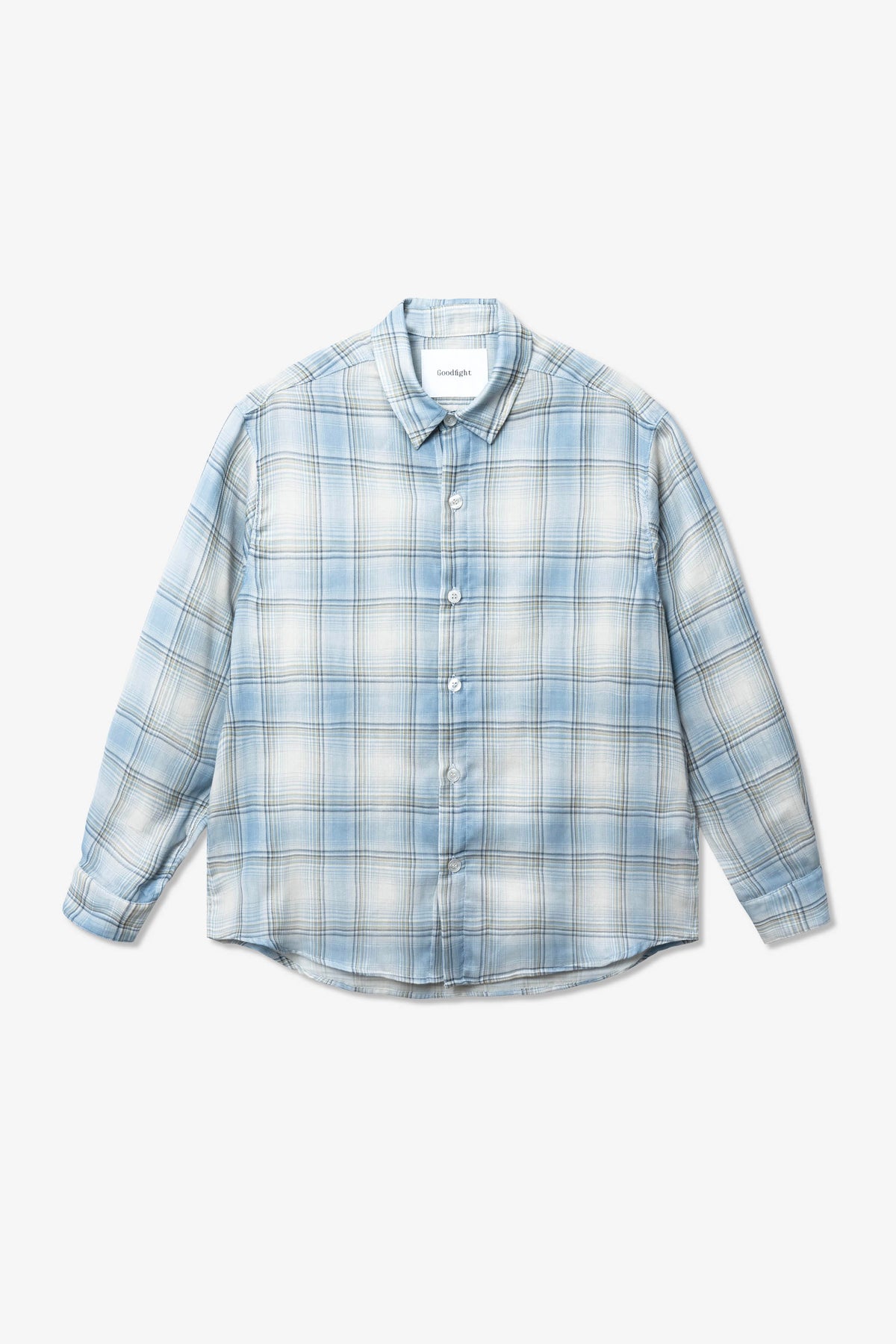 Goodfight City Shirt Organic Double Gauze Blue Plaid