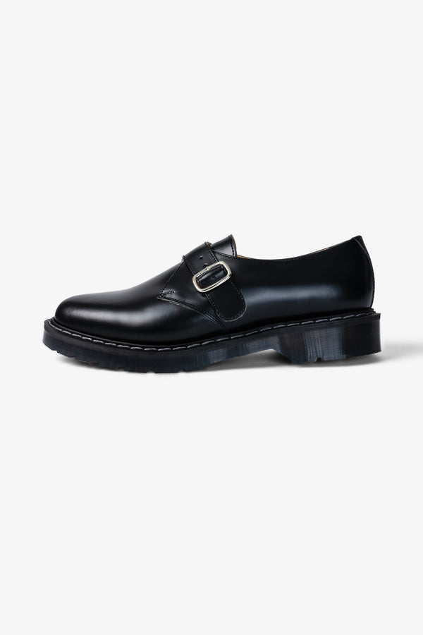 Solovair Single Buckle Monk Shoe Black Hi-Shine
